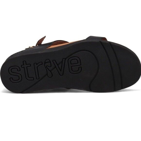 Strive Sandal Womens 9.5-10 Black Leather Arch Support New - Picture 7 of 8